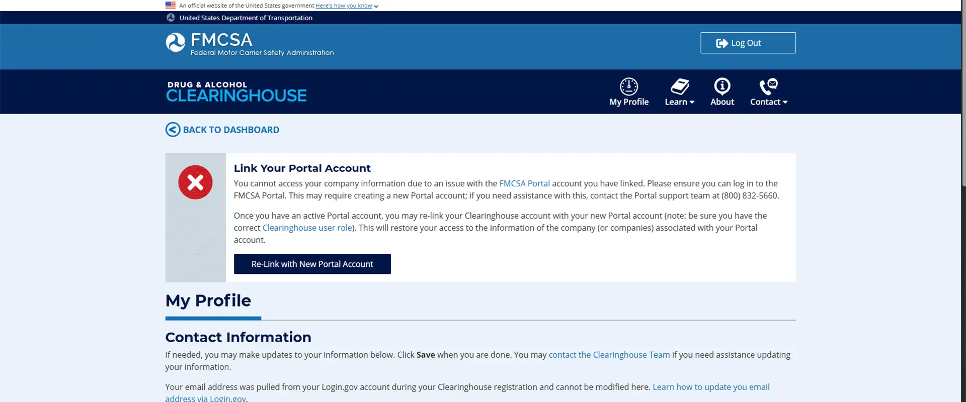 Clearinghouse portal account issue, how to sign up for a motus account