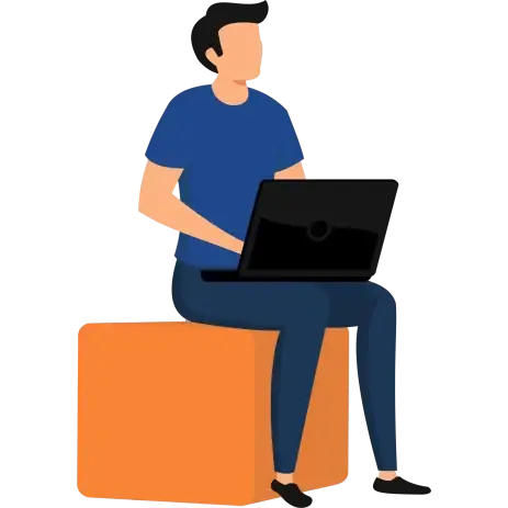 Man sitting while typing on laptop