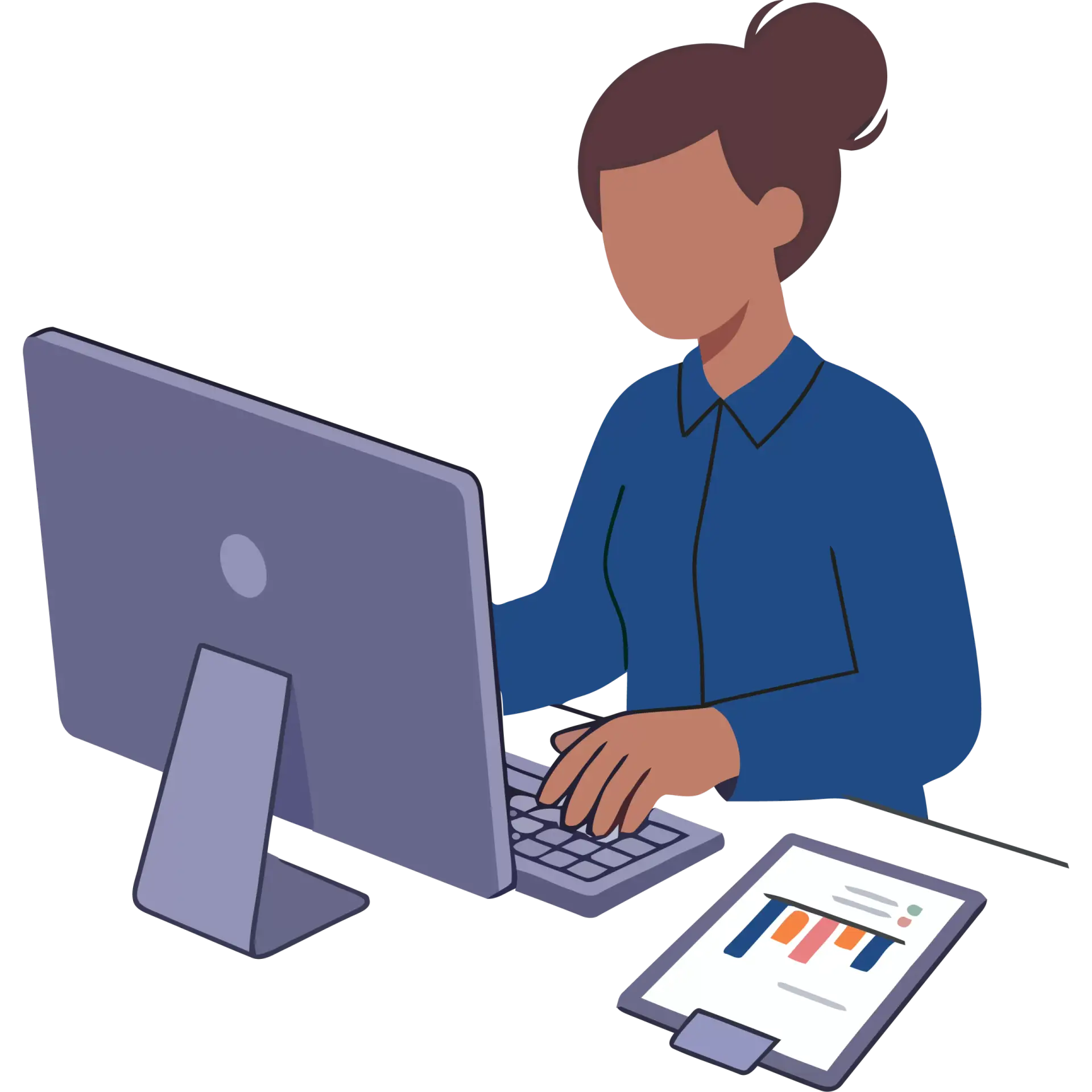 Woman sitting at desk on computer providing assistance with Drug and Alcohol Consortium Services