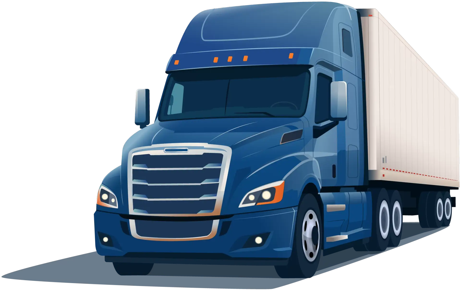 Blue Semi-Truck with White Trailer
