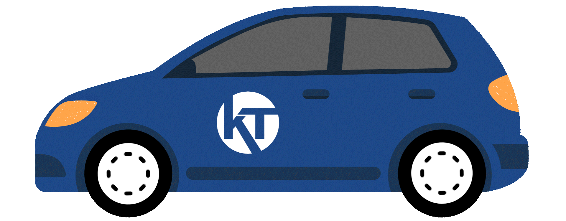 Animation of a blue KT car driving to show our Onsite Testing Services