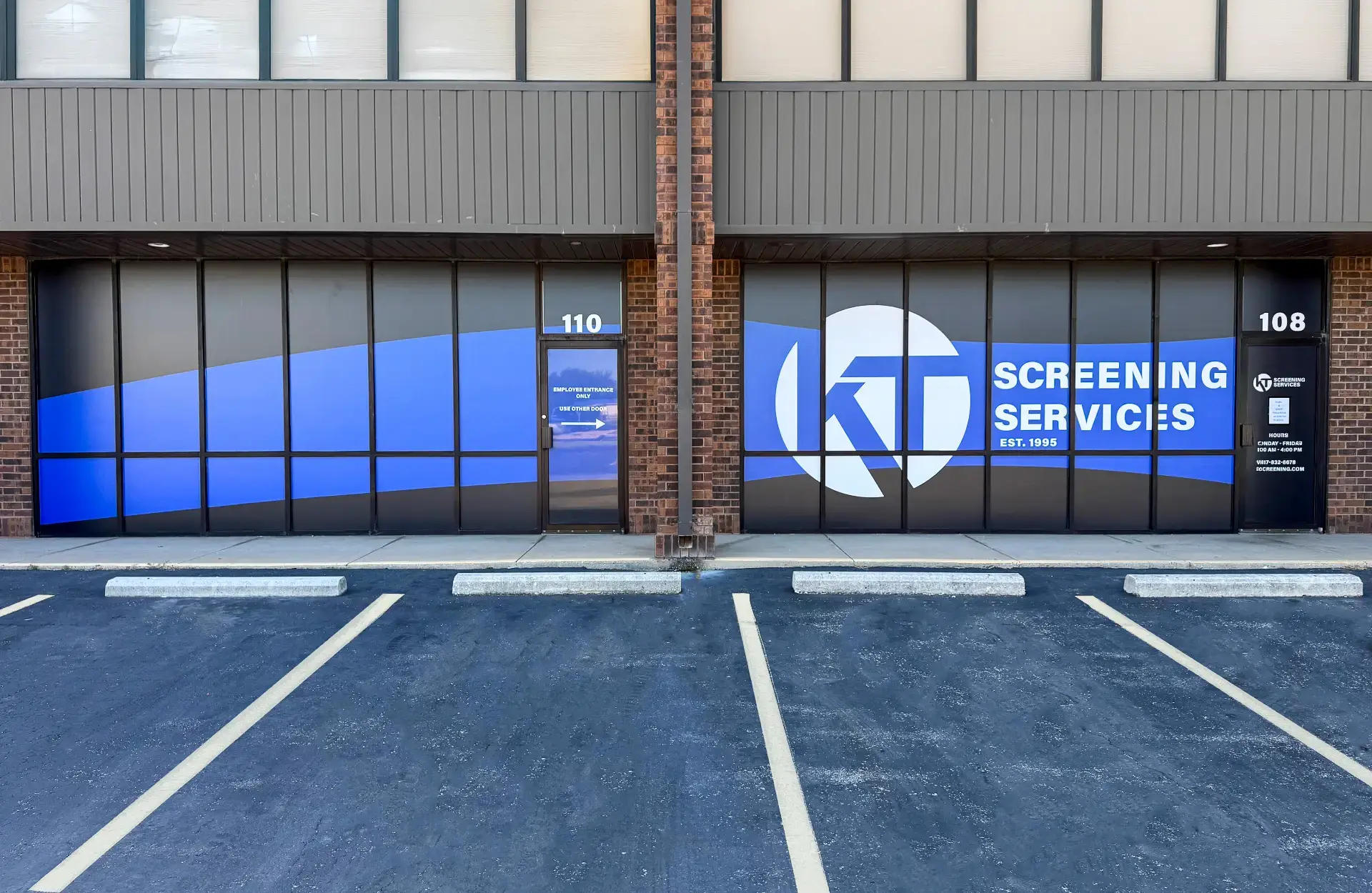 Front of the building of KT Screening Services' Springfield, MO drug testing location.